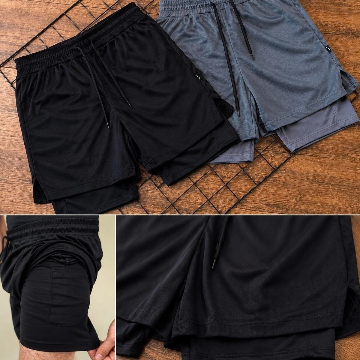 Kit com 3 Shorts 2 Em 1 Duplo Bolso