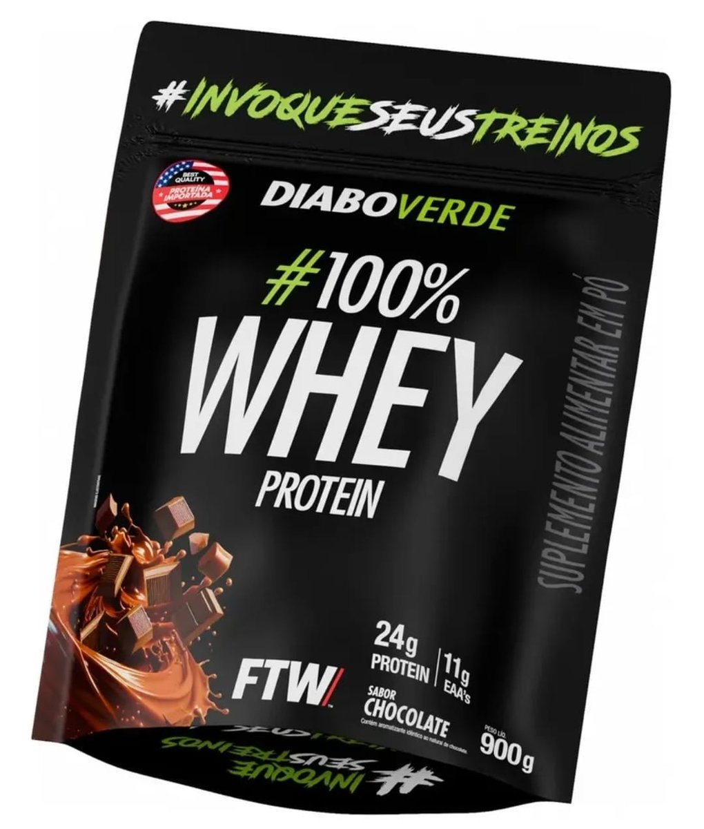 100% Whey Protein 900g Sabor Baunilha Diabo Verde - Ftw