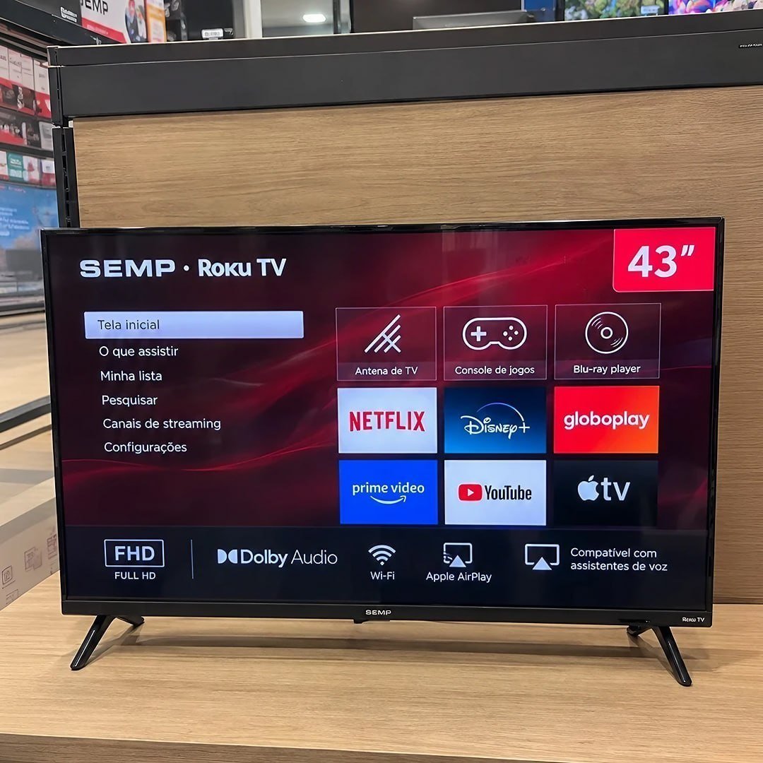 Smart TV Semp 43 Polegadas LED Full HD S42R Roku 43S42R