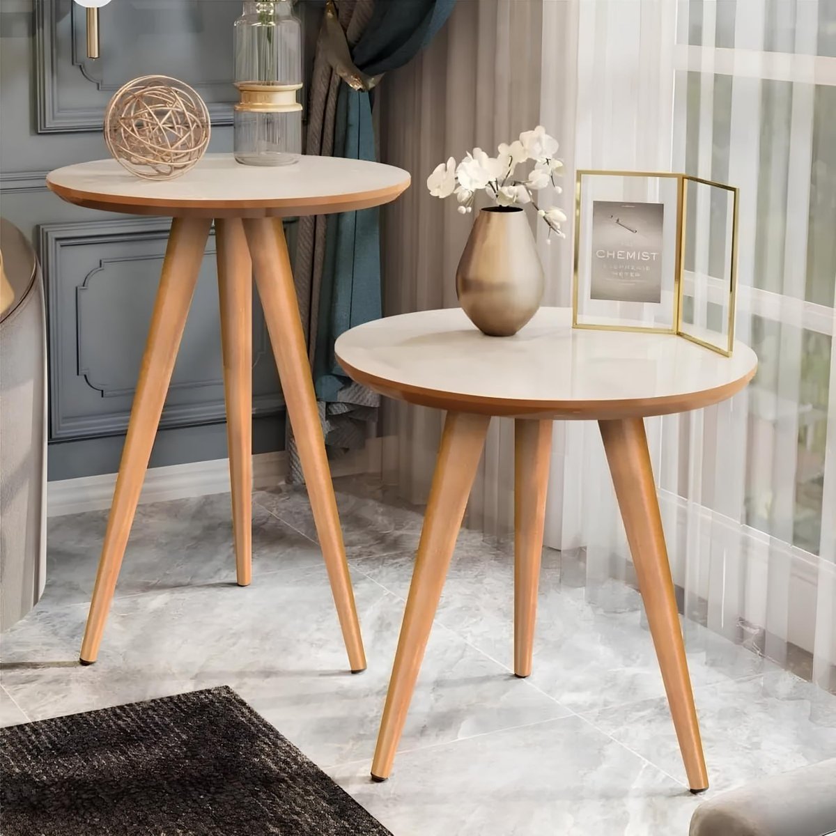 Duas Mesinhas Laterais Sofa Sala Madeira Canto Maravilhosas