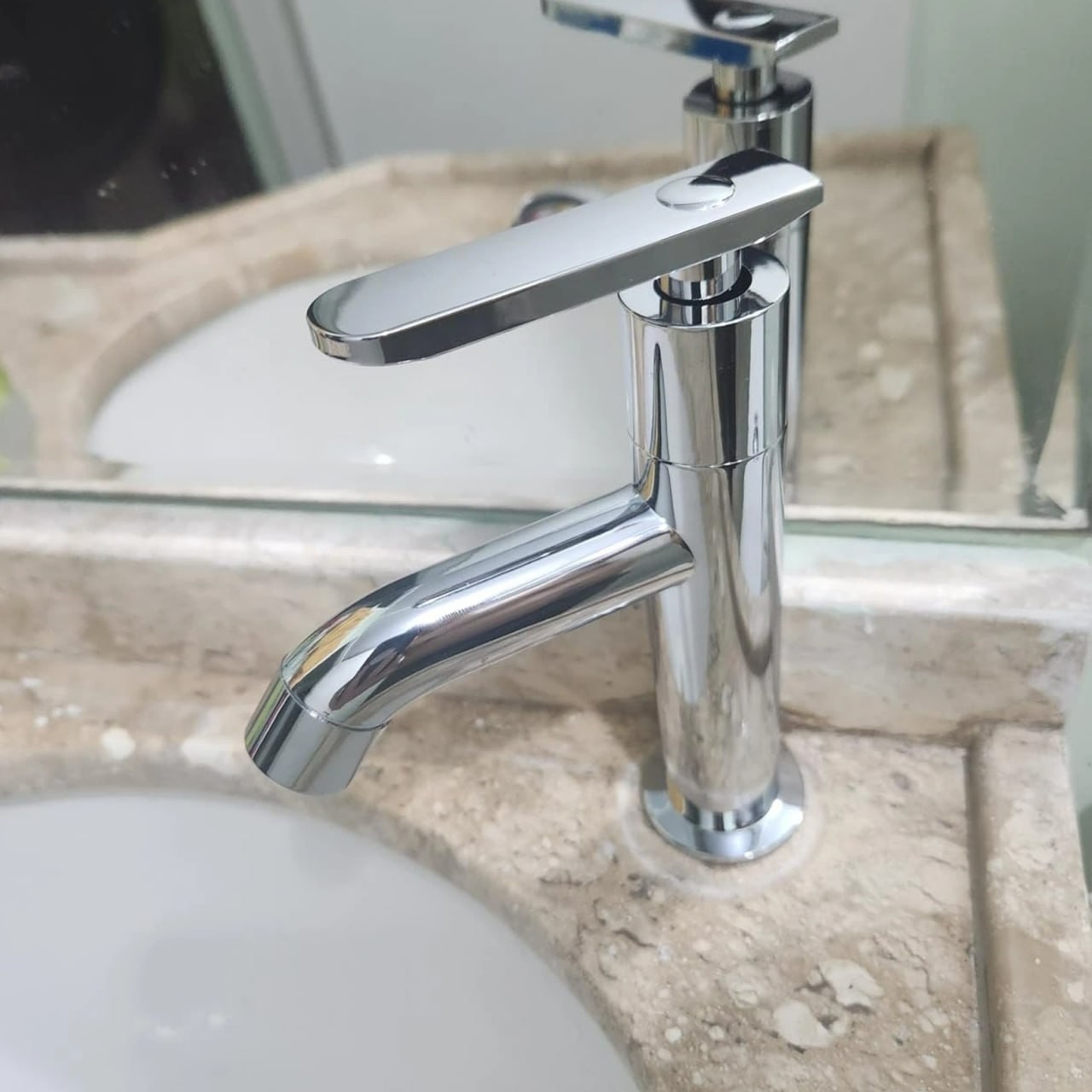 Torneira Cromado branco Fria ABS Para Lavatório Banheiro Pia Mesa 1/4 Volta