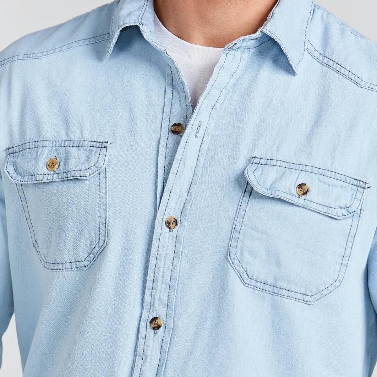 Camisa Jeans Manga Longa Slim (P ao GG)