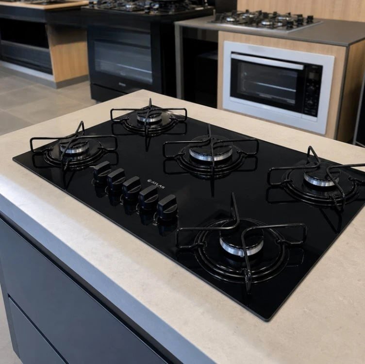 Cooktop 5 Bocas A Gás Atlas Agile Up Mega Chama Preto
