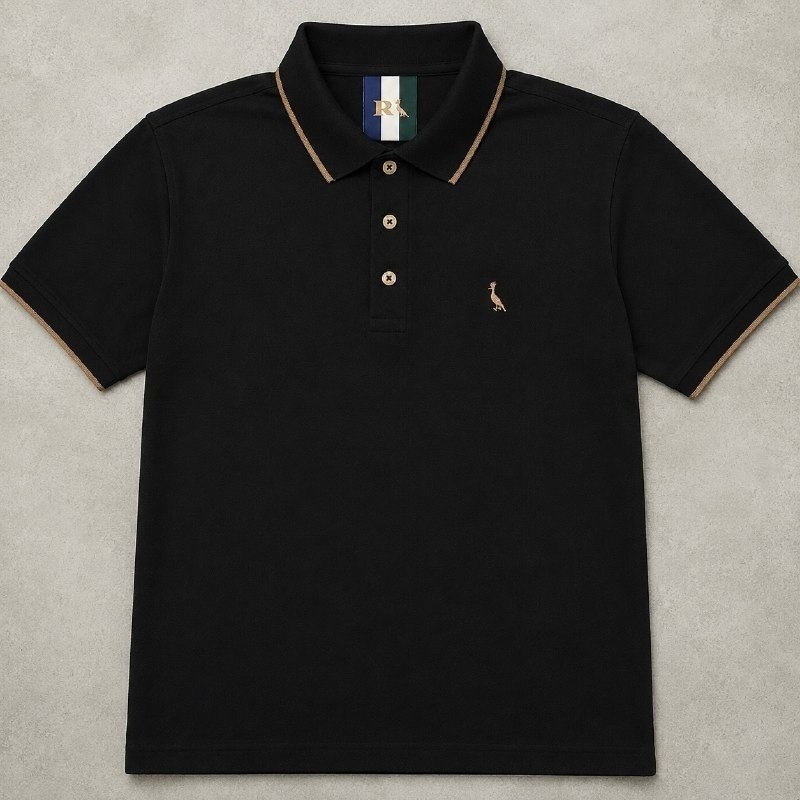 Masculino Reserva Polo Enxuto Friso Unico Preto Liso (P ao GG)