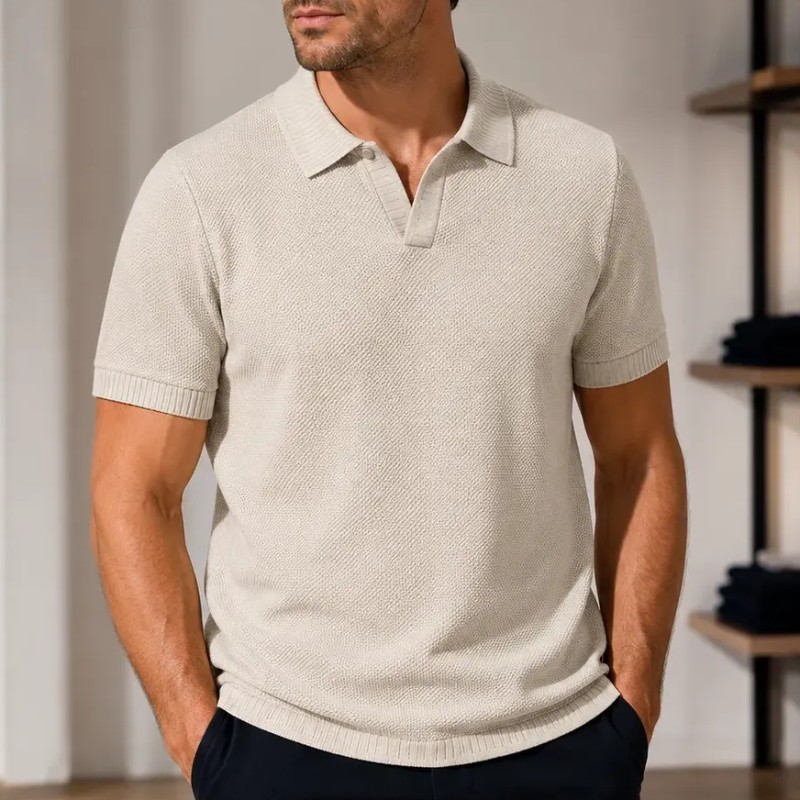 Camisa Polo Hering Masculina Trico Leve Respirável Estilo Cáqui