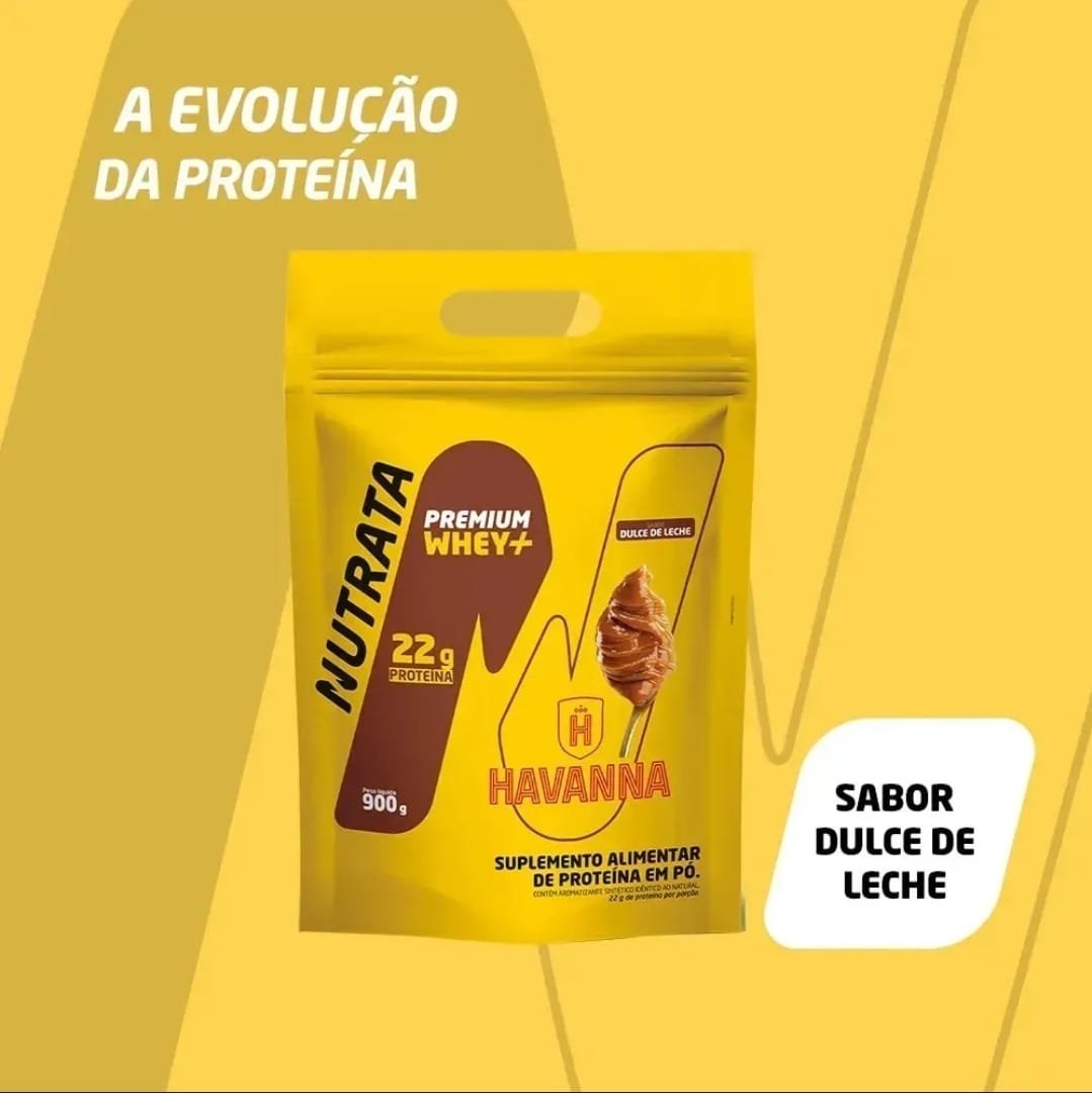 Whey Premium+ Havana Dulce De Leche Nutrata 900g Refil Doce De Leite