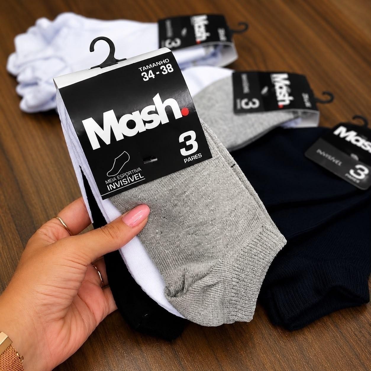 Kit 10 Pares Meia Invisível Soquete Algodão Confortável Mash