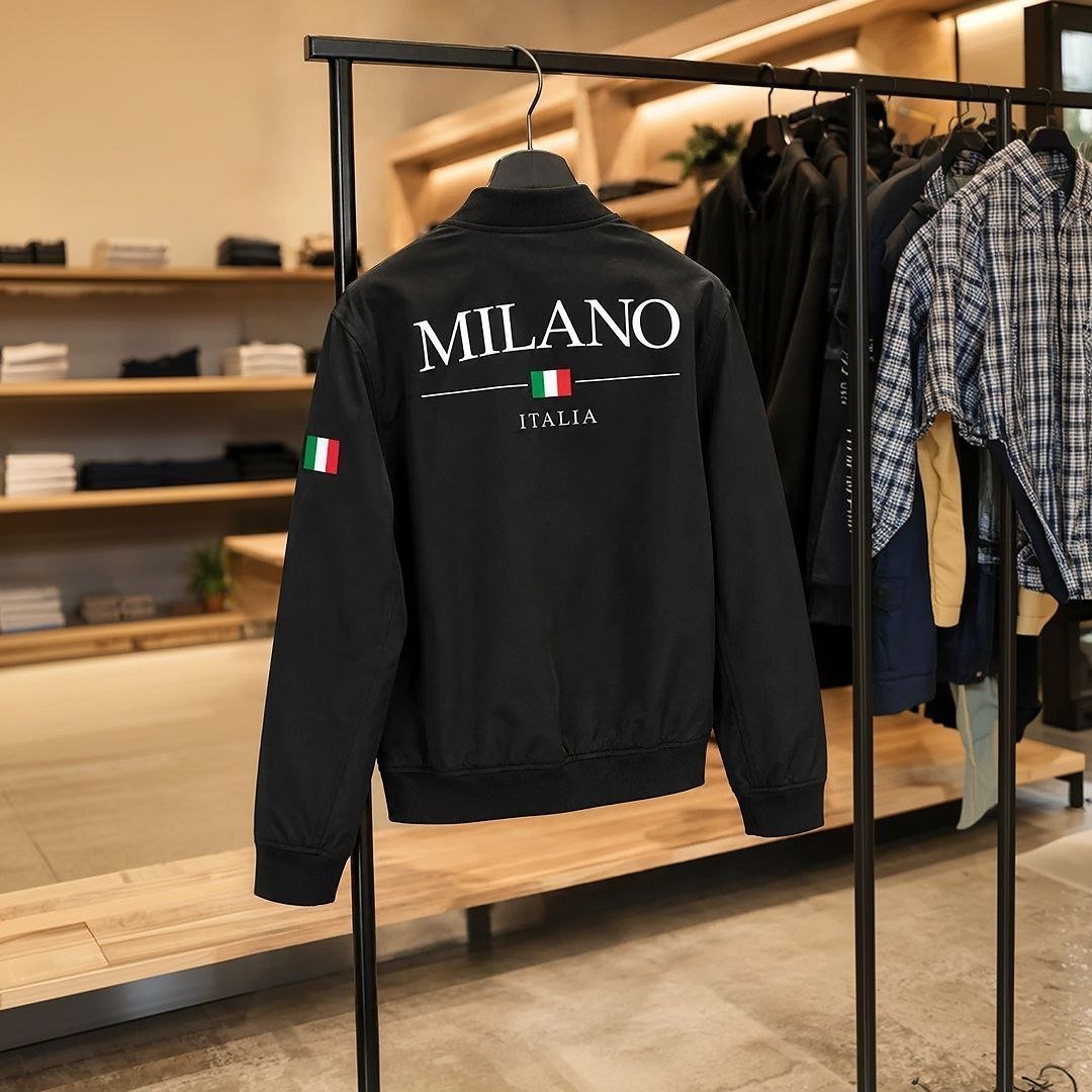 Jaqueta Fitness Bomber Esportiva Milano Italy Preto