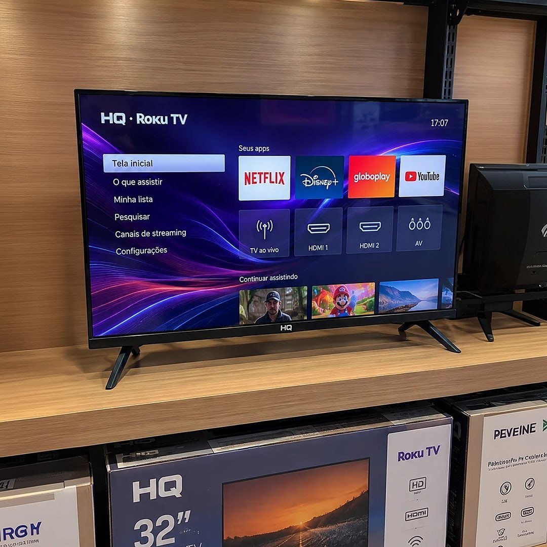 Smart TV HQ 32" HD tela sem Bordas Sistema Android Design Slim HQS32NKHM