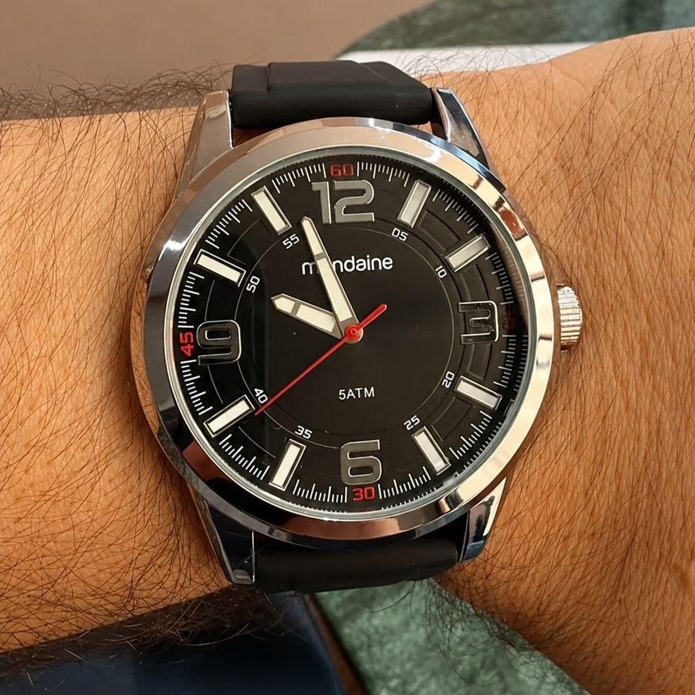 ⌚ Relógio Mondaine Masculino Preto e Prateado