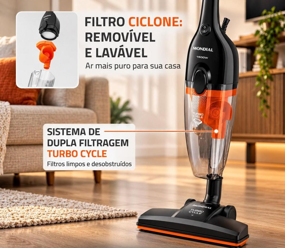 Aspirador de Pó Turbo Cycle, Mondial, 1500W (AP-40-B) ​