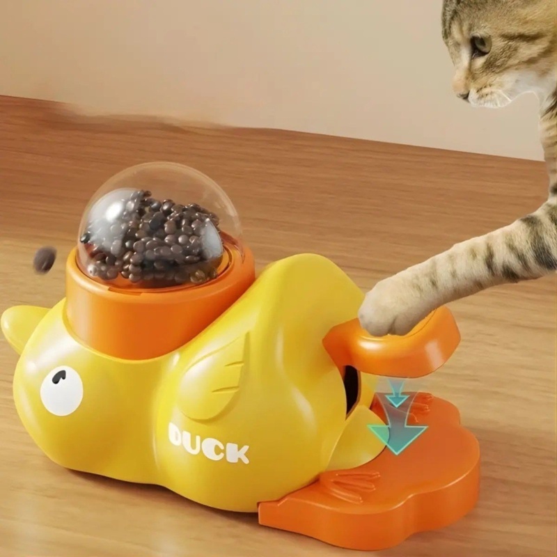 Brinquedo Interativo Pato Comedouro Cães Gatos Anti-estresse