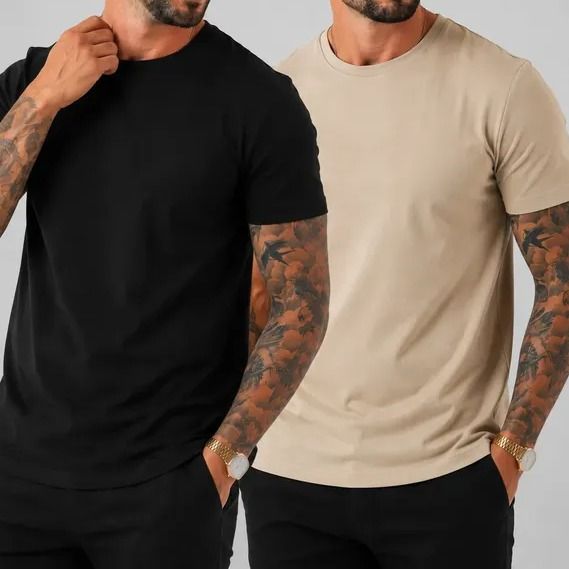 Kit 2 Camiseta Masculina Malha Peruana Premium (P ao G1)