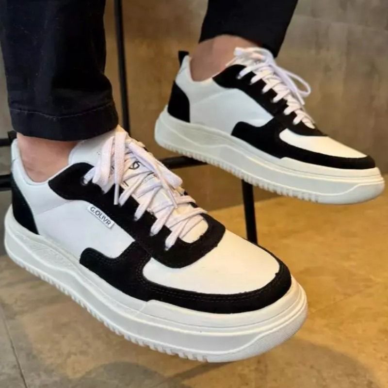 Tenis Masculino Couro Sola Alta Sapatenis Casual Atemporal (37 a 44)
