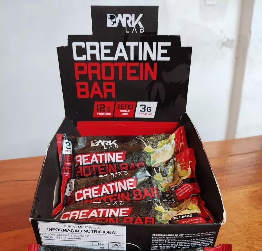 Creatine Protein Bar 12 Un 45g Dark Lab Sabor Trufa de avelã