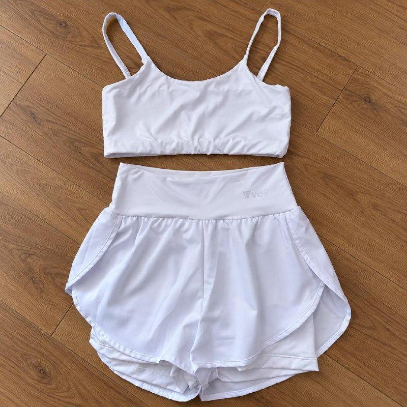 Conjunto Feminino Academia Top Short Duplo Cintura Alta