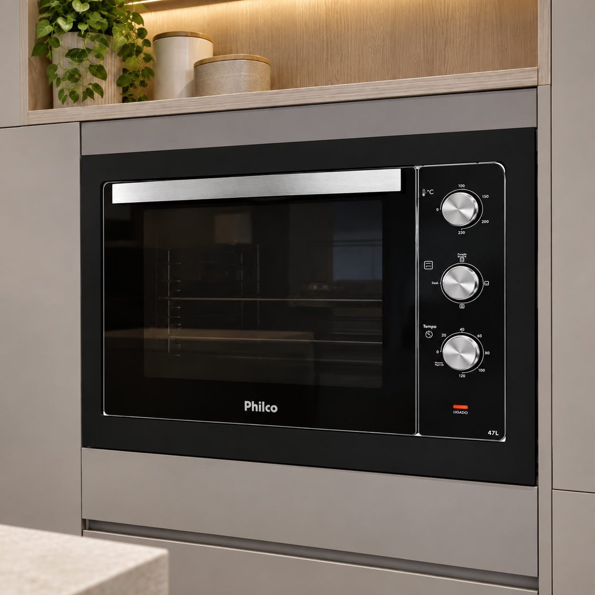 Forno Elétrico De Embutir Philco 47l, 2 Resistências, Multifunções, Preto Pfe47a