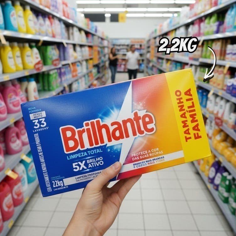 Sabão em Pó Concentrado Brilhante Lava Roupas - Limpeza Total Original 2,2kg