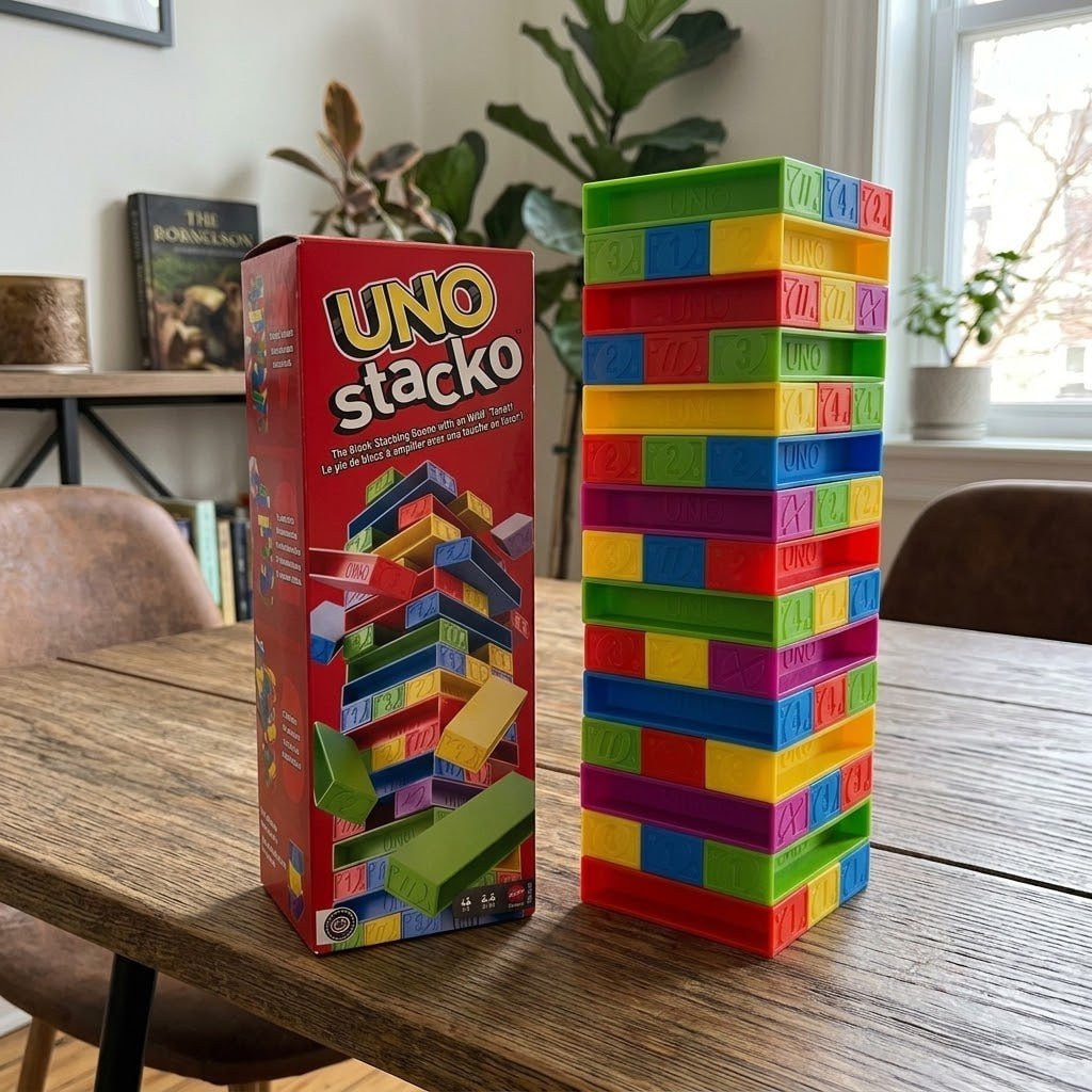 Jogo De Tabuleiro UNO Stacko Mattel Com 45 Blocos Para 7 Anos Ou Mais