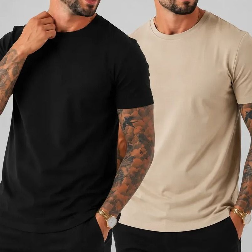 Kit 2 Camiseta Masculina Básica Peruana Lisa Algodão Premium (P ao G1)