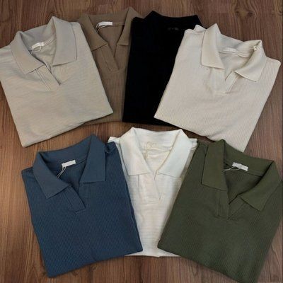 Camisa Camiseta Polo Masculina Texturizada Sem Botão (P ao G3)