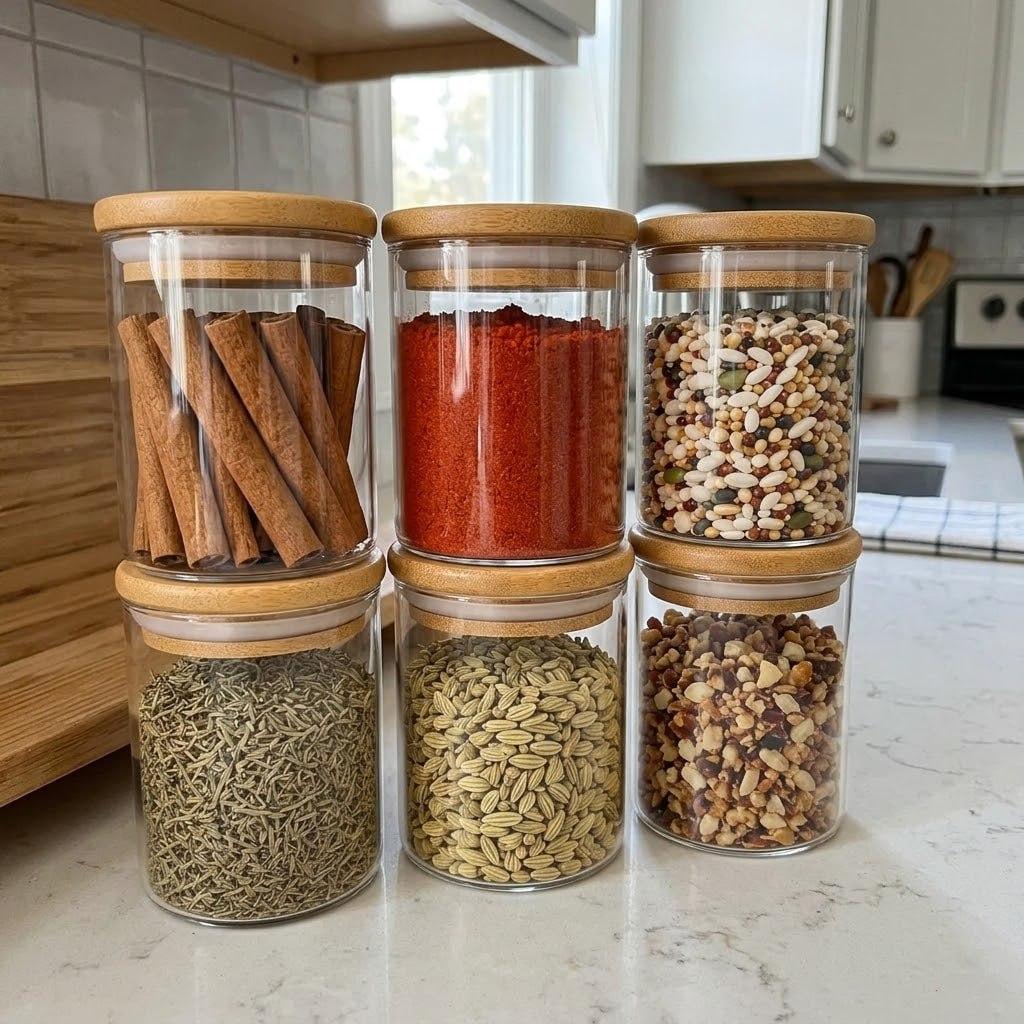 Kit 6 Pote Vidro Porta Temperos Hermético Cozinha Organiza
