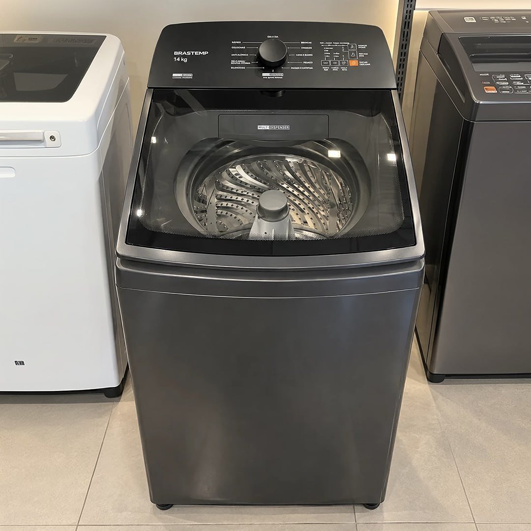 Máquina de Lavar Brastemp 14Kg Cinza Smart Sensor- BWJ14A9 127V