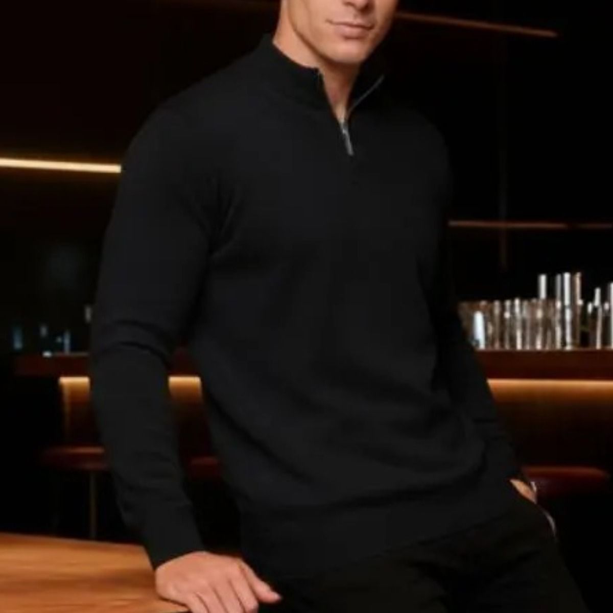 Suéter Masculino Gola V Zíper Tricô Inverno Casual Trabalho (M ao GG)