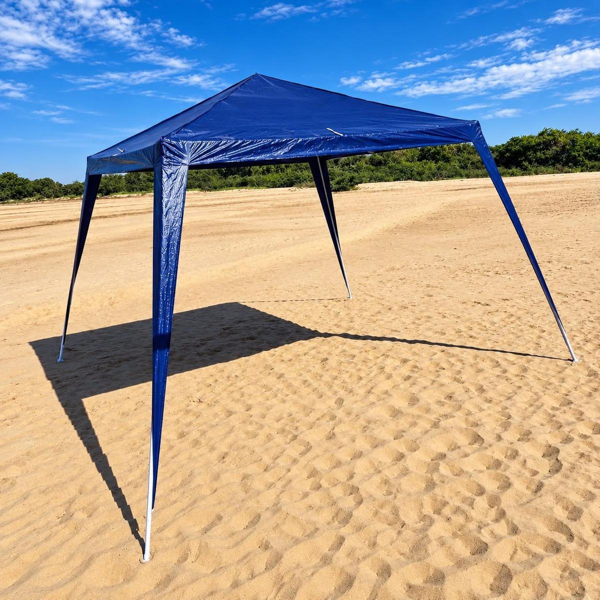 Tenda Gazebo Azul Polietileno 3x3 Metros Desmontável Camping