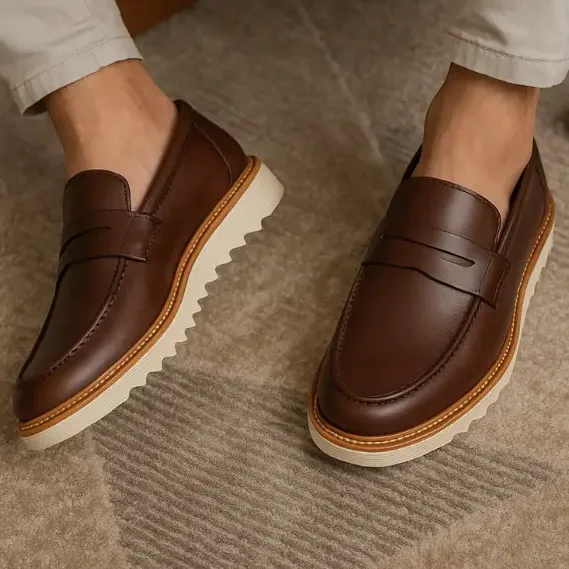 Sapato Mocassim Loafer Masculino Couro Sola Tratorada (37 ao 46)