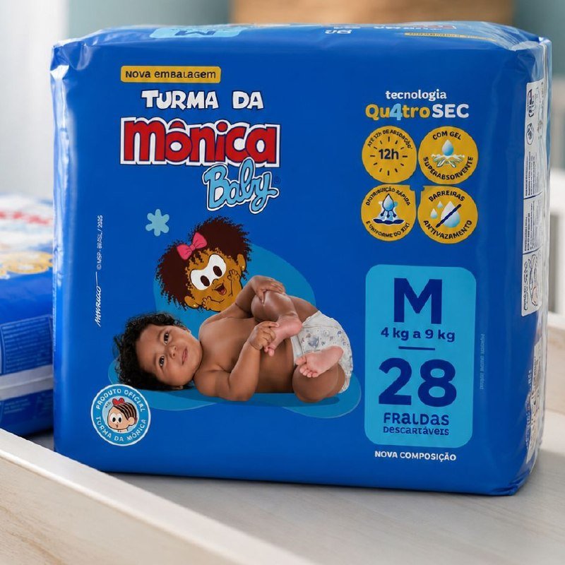 Fralda Turma da Mônica Baby Jumbo M 28 Unidades
