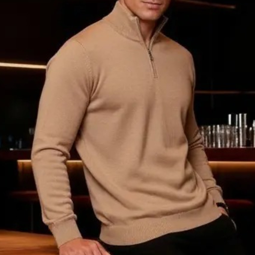 Suéter Masculino Gola V Zíper Tricô Inverno Casual Trabalho (M ao GG)