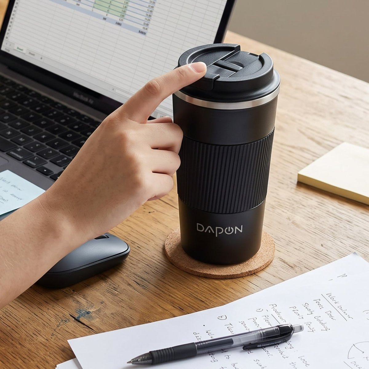 Copo Térmico Dapon 510ml Aço Inox Quente E Frio Cor Preto