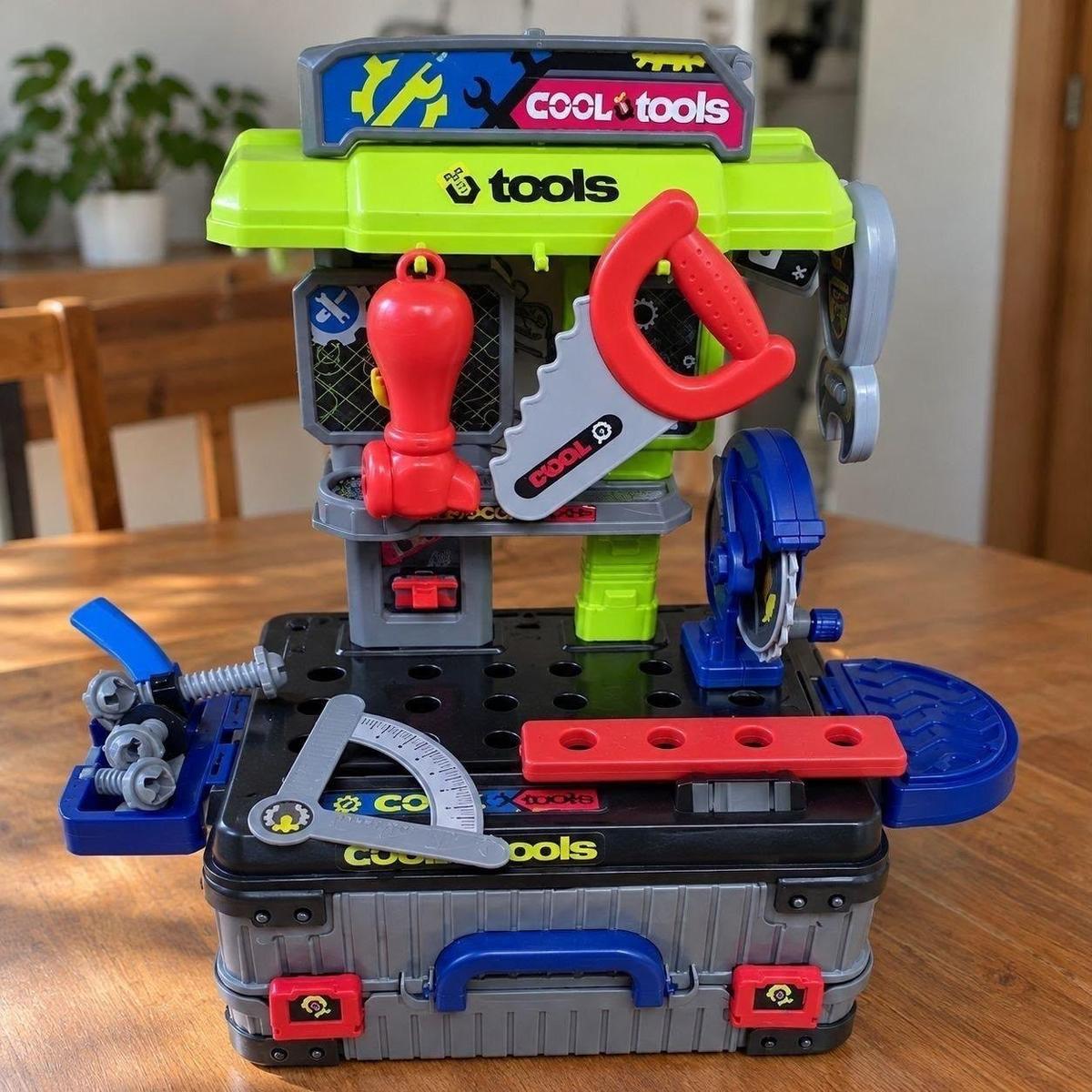Bancada de Ferramentas Infantil 3 em 1 Maleta 31 Peças Maxi Toys