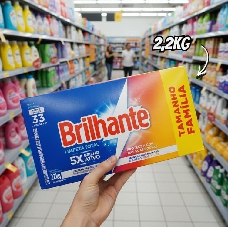 Sabão em Pó Concentrado Brilhante Lava Roupas - Limpeza Total Original 2,2kg