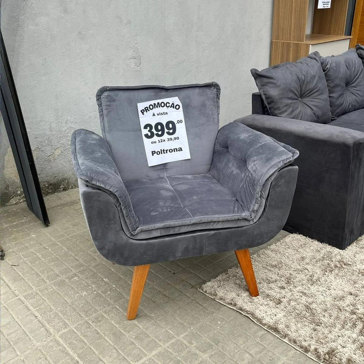Poltrona Decorativa Opala Suede Para Sala Arapongas Luxo