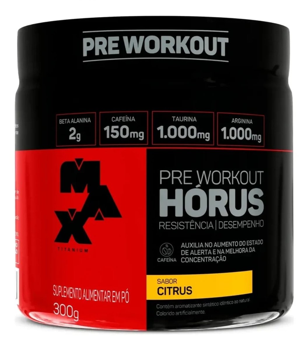 Pré Treino 300g Hórus Max Titanium Citrus Energia e Foco
