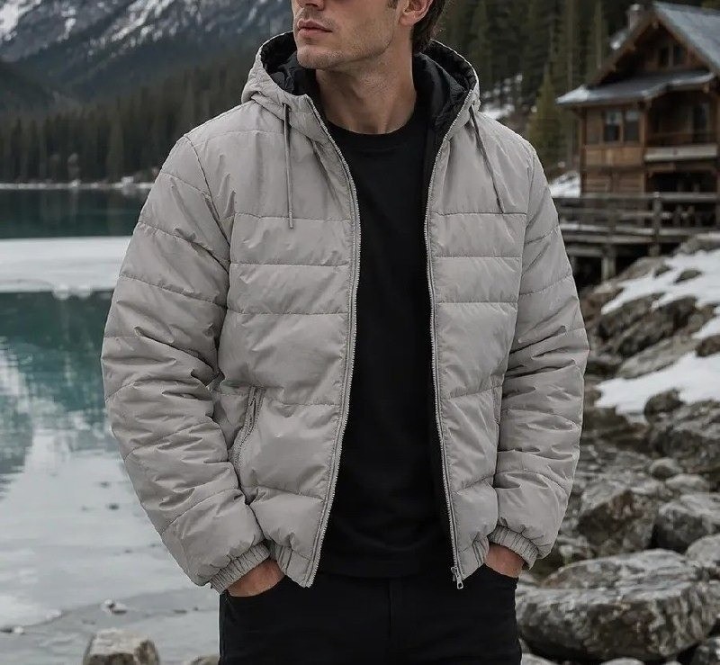 Jaqueta Puffer Masculina Térmica Com Capuz Forro Interno Preto Dupla Face (P ao GG)