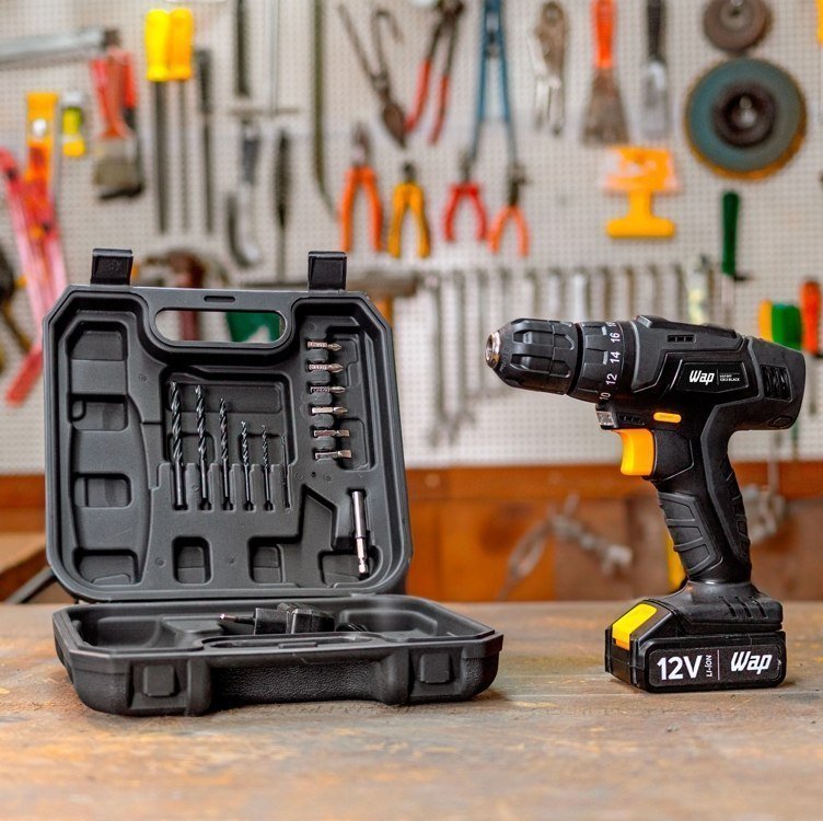 WAP Parafusadeira e Furadeira a Bateria Li-Ion 12V BPF 12K3 BLACK Carregador