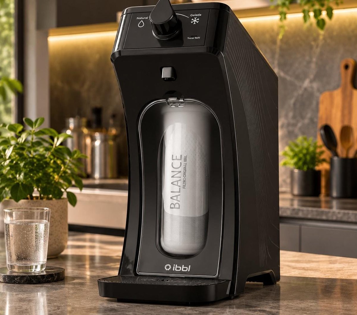 Purificador de Água Gelada Fria e Natural Eletrônico Ibbl E-due Equilibrium Grafite ​