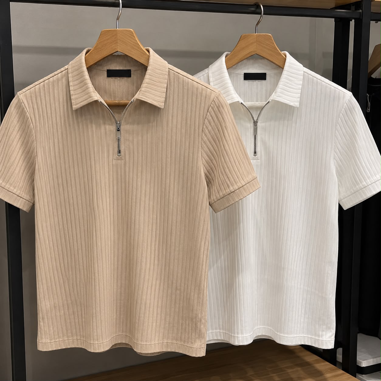 Kit 2 Camiseta Polo Ziper Canelada (M ao GG)