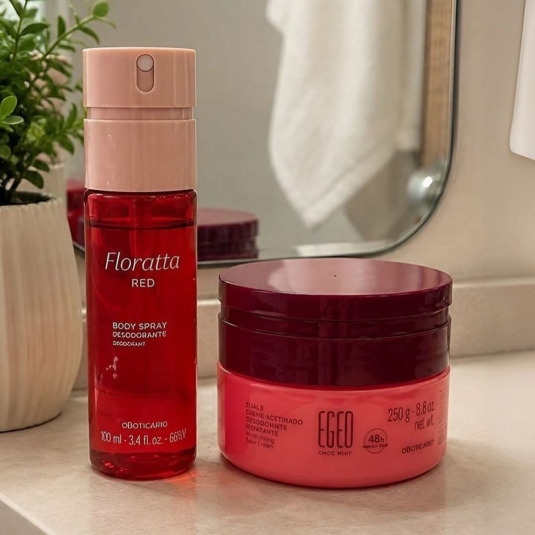 Combo Floratta Red e Egeo Choc High: Body Spray 100ml + Suflê Corporal 250g