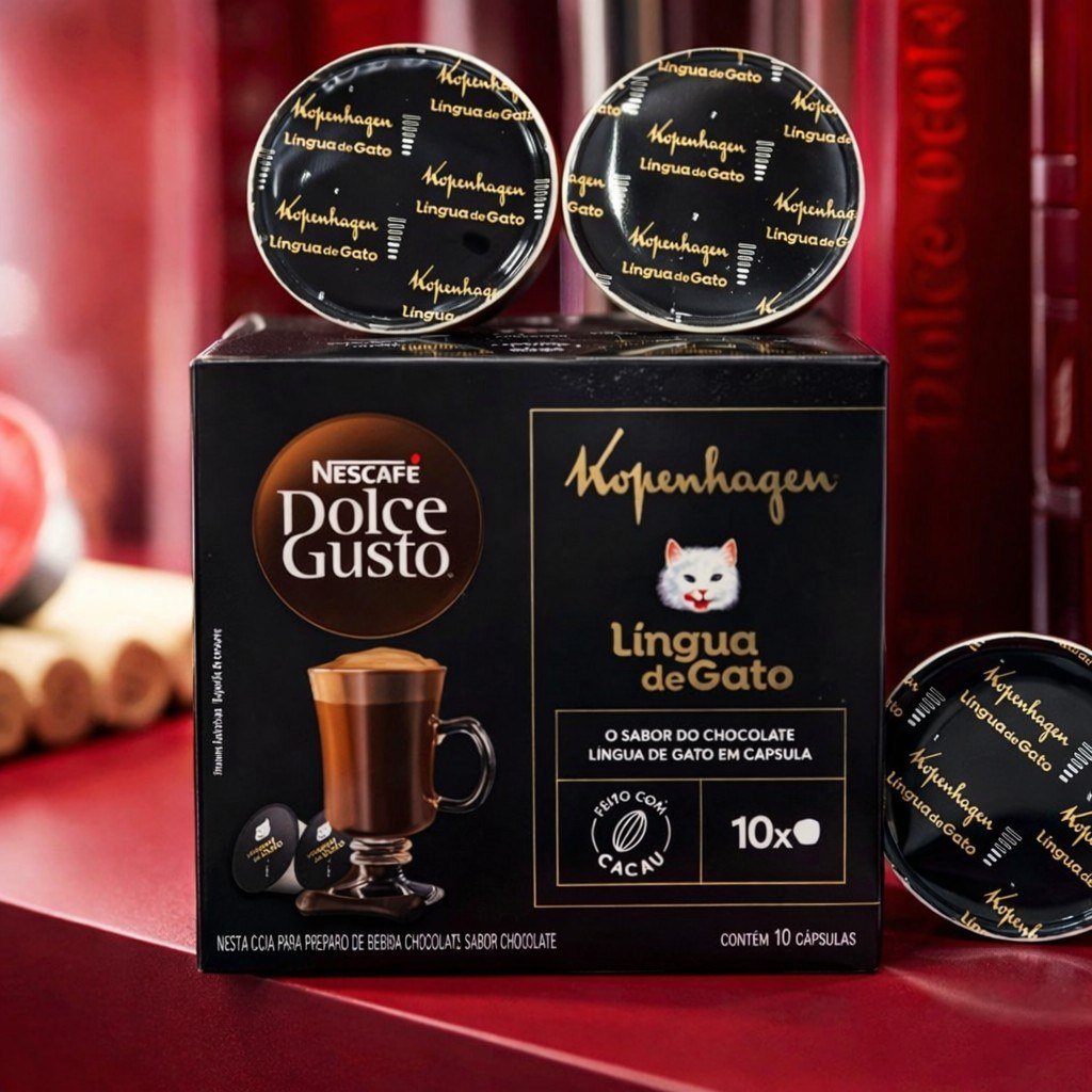 Achocolatado em Cápsula Nescafé Dolce Gusto Kopenhagen Língua de Gato 10 cápsulas
