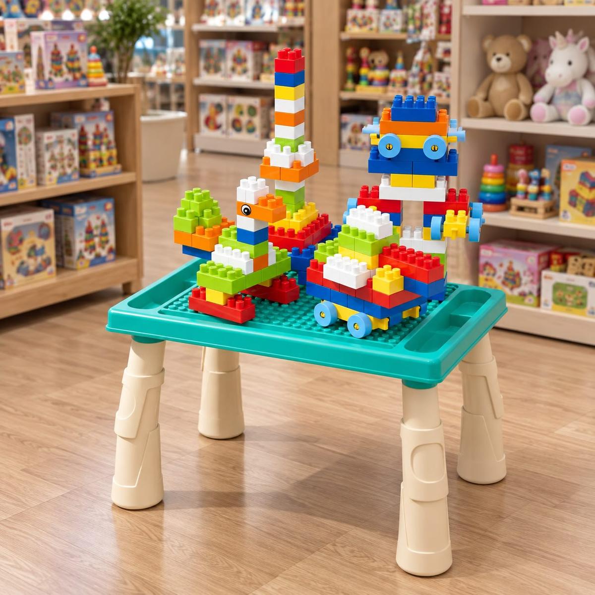 Mesa De Blocos Mesinha Atividades Infantil Didática 100peças Verde