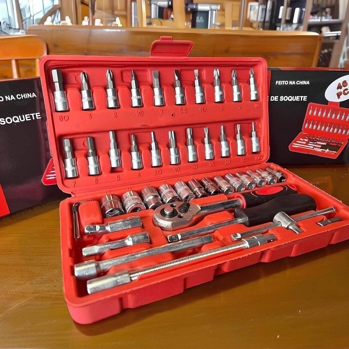 Kit Ferramentas 46 Peças Com Soquetes e Chaves