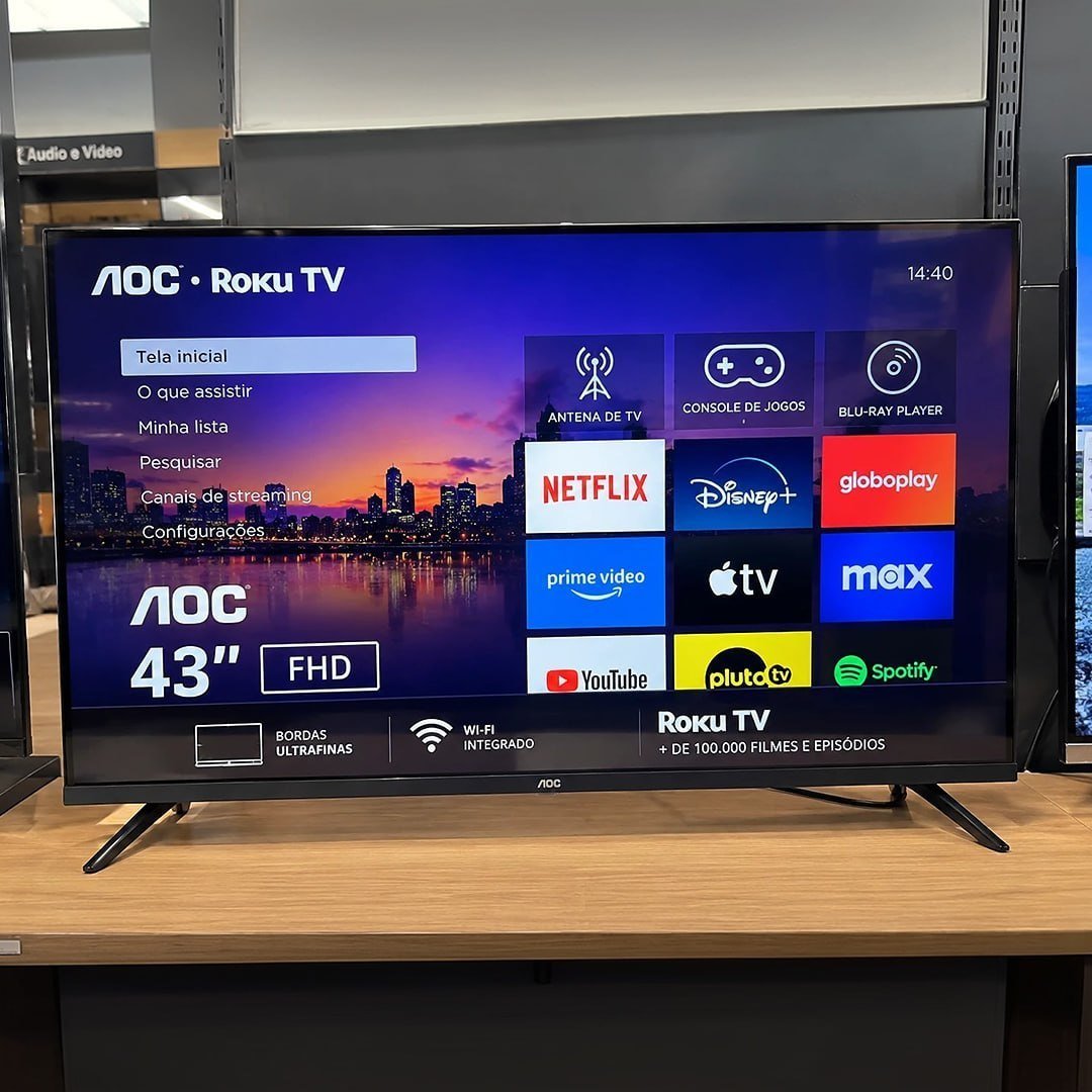 Smart Tv Aoc Led 43 Full Hd Wi-fi Roku Tv Sem Bordas 43S5155/78G