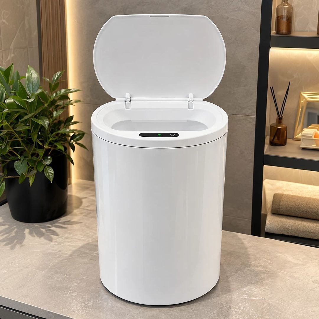 Lixeira Inteligente Automática Branca Com Sensor Anti Odor 16l