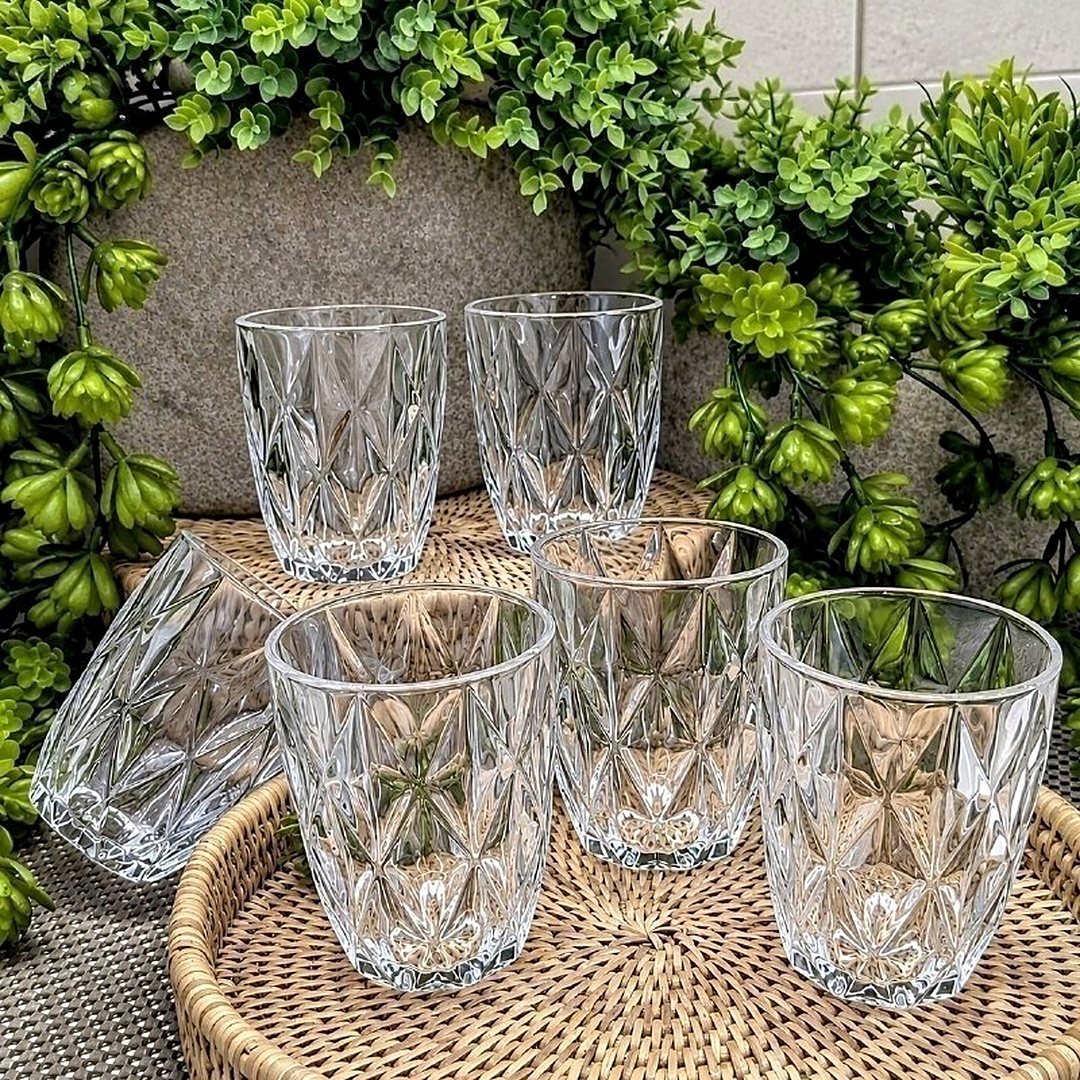 🥂 Jogo com 6 Copos Vidro Diamante Grosso 300ml
