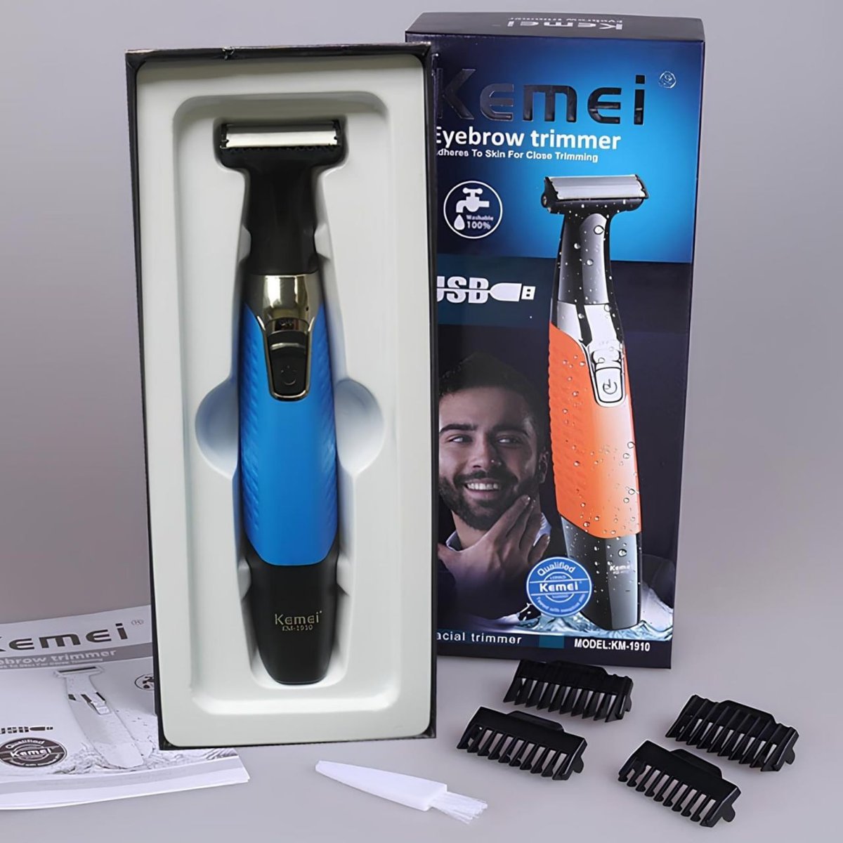 Kemei Barbeador Eletrico 1910 Removedor Pelos Intimo Mas Fem Azul