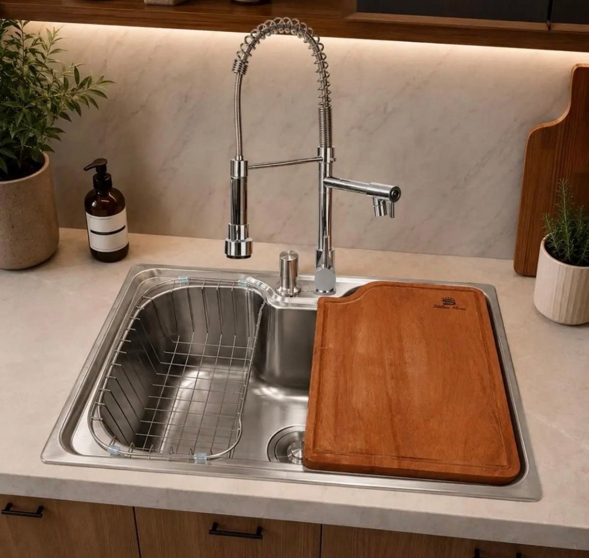 Cuba Cozinha Gourmet Aço Inox Tábua C/ Torneira Extensor Cor Prata